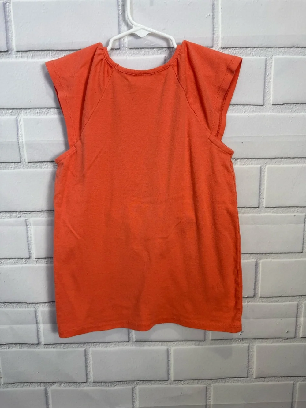 Gymboree Girls Orange Kitty Graphic Flutter Sleeve Top Size 12 Summer Cute